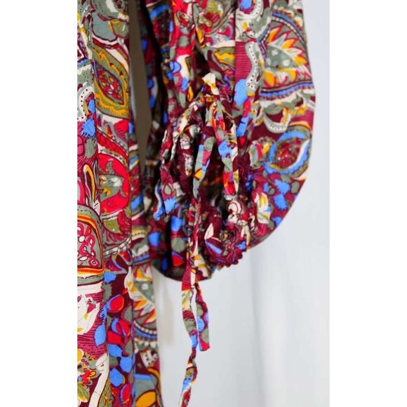 Sundance Large Colorful Folkloric Belladona Print Balloon Sleeve Tunic Top - Picture 4 of 7